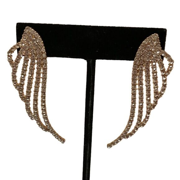 Pink Gold Angel Wing Earrings - Picture 4 of 7